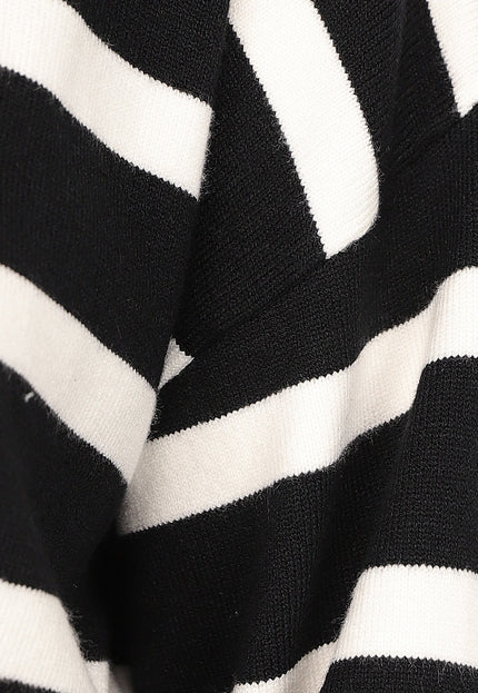 SALE30 Zwarte Gestreepte Coltrui met Splitjes