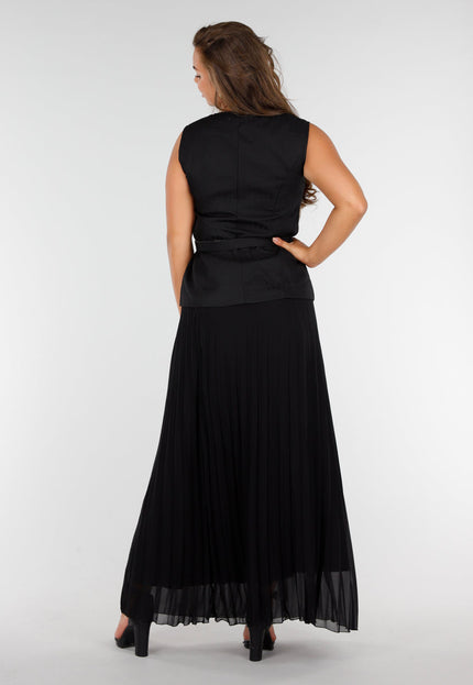 SALE30 Zwarte Gilet Set Met Plissé Rok