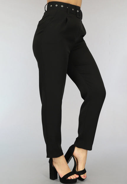 SALE30 Zwarte High Waist Pantalon met Riem