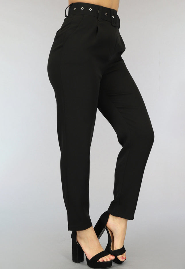 SALE30 Zwarte High Waist Pantalon met Riem