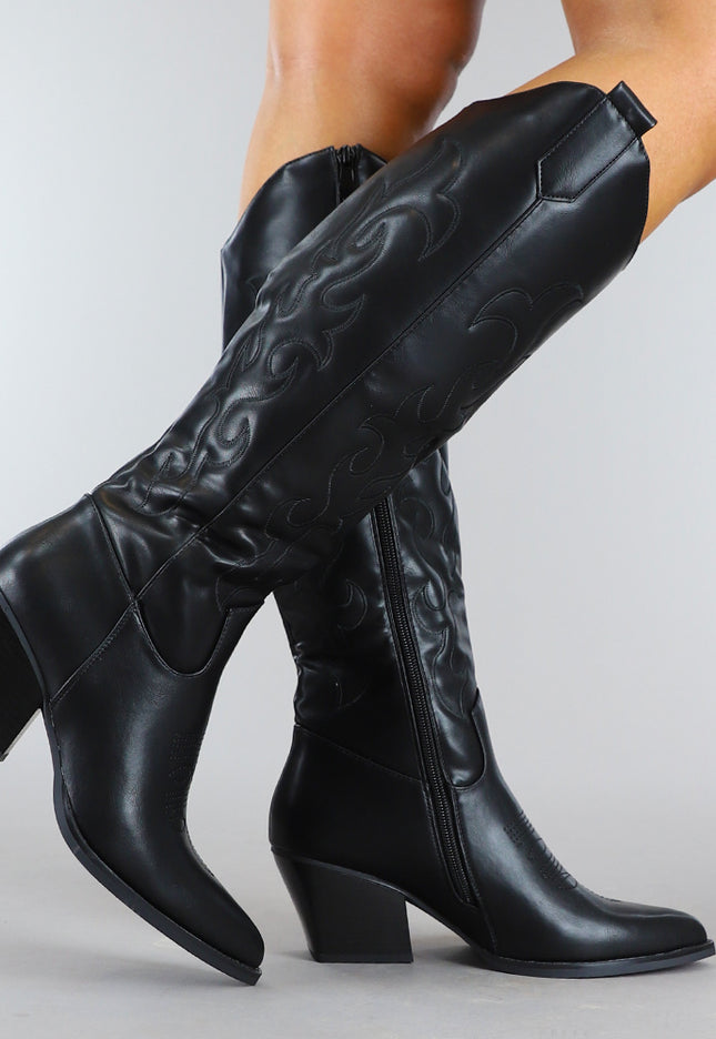 SALE30 Zwarte Hoge Cowboy Boots