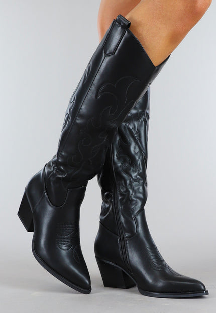 SALE30 Zwarte Hoge Cowboy Boots