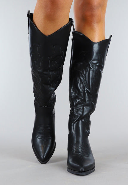 SALE30 Zwarte Hoge Cowboy Boots