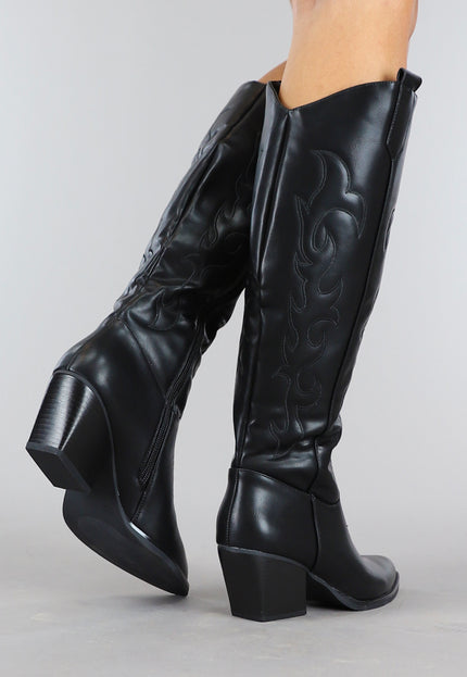SALE30 Zwarte Hoge Cowboy Boots