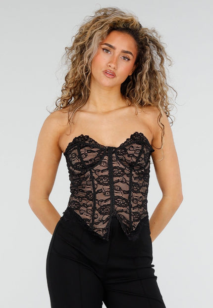 SALE30 Zwarte Kanten Bustier Top