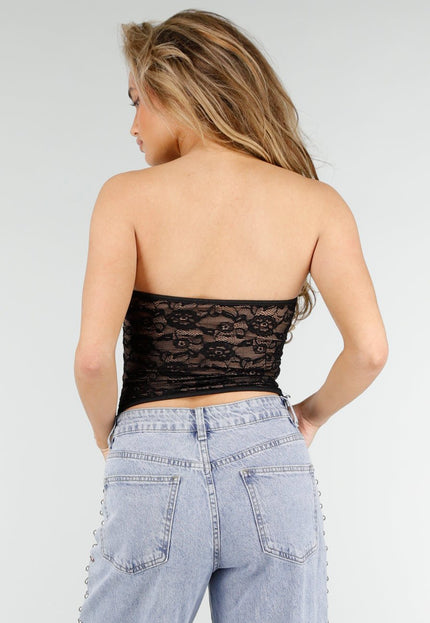 SALE30 Zwarte Kanten Bustier Top