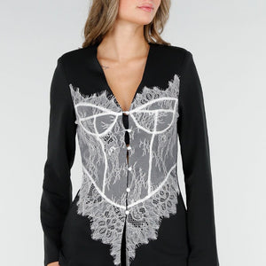 SALE30 Zwarte Korsetlook Blazer