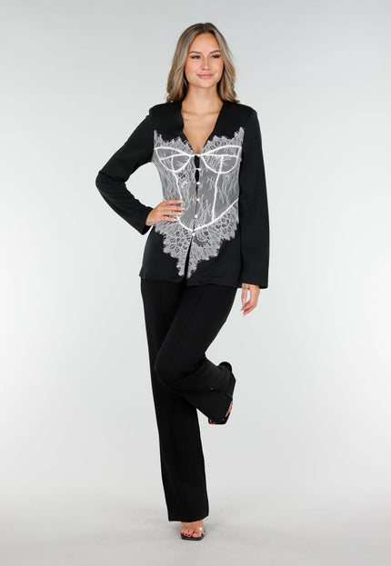 SALE30 Zwarte Korsetlook Blazer
