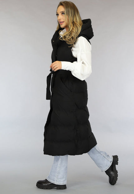 SALE30 Zwarte Lange Bodywarmermet Ceintuur