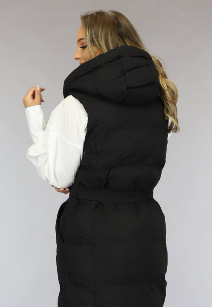 SALE30 Zwarte Lange Bodywarmermet Ceintuur