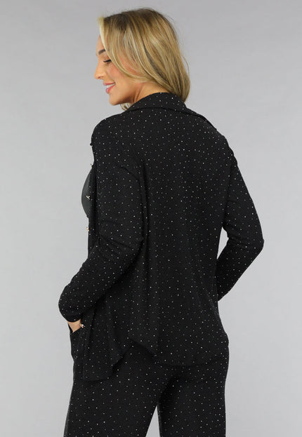 SALE30 Zwarte Longsleeve Glitter Blouse