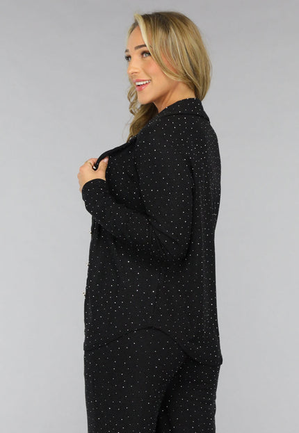 SALE30 Zwarte Longsleeve Glitter Blouse