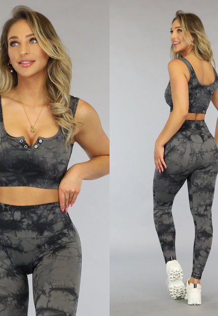 SALE30 Zwarte Marmerlook Sporttop