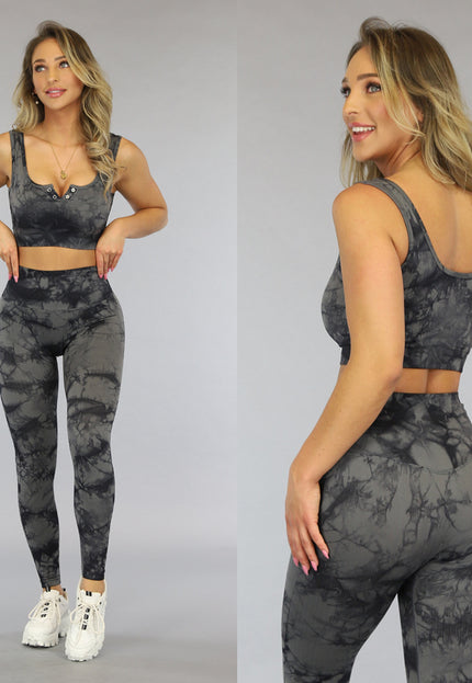 SALE30 Zwarte Marmerlook Sporttop