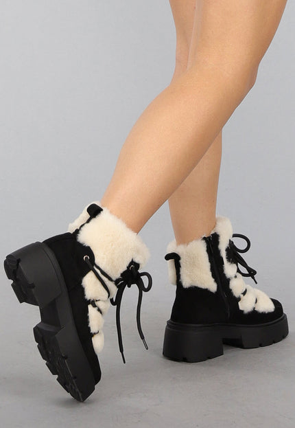 SALE30 Zwarte met Bont Gevoerde Snowboots