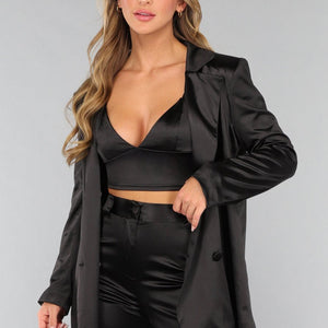 SALE30 Zwarte Oversized Satin Blazer