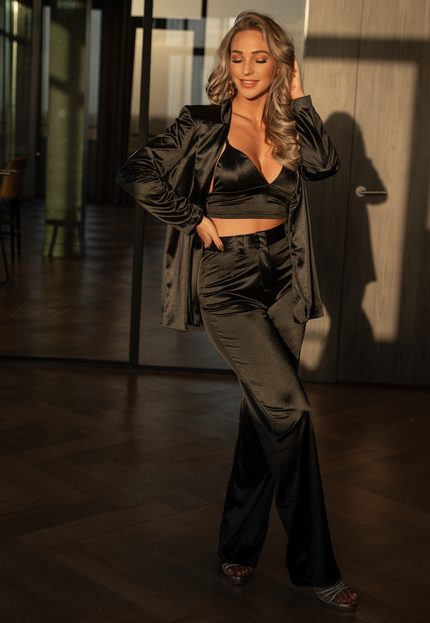 SALE30 Zwarte Oversized Satin Blazer