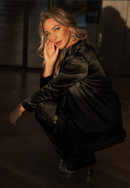SALE30 Zwarte Oversized Satin Blazer