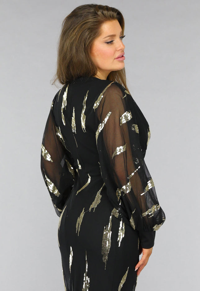 SALE30 Zwarte Padded Longsleeve Galajurk met Split