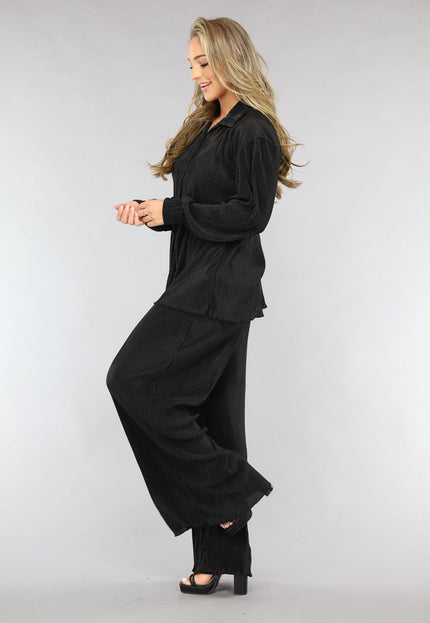 SALE30 Zwarte Plissé Co Ord Set