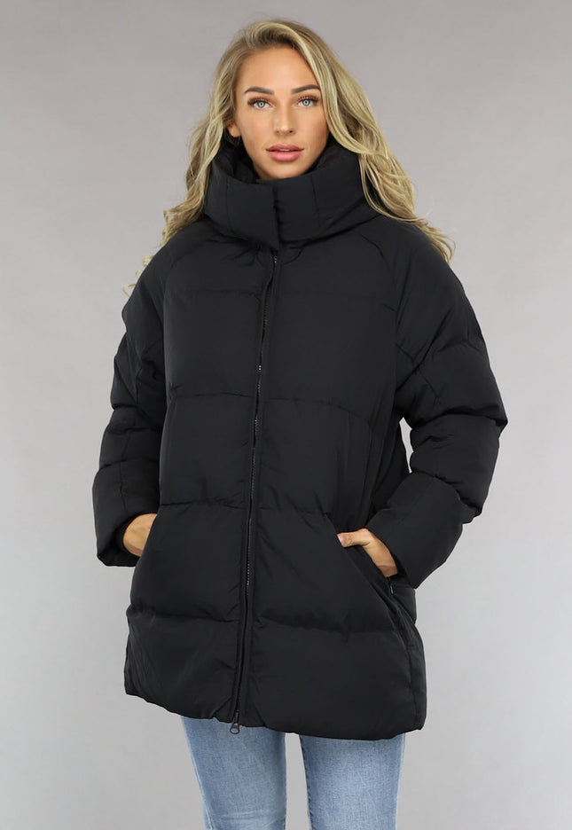 SALE30 Zwarte Puffer Jas met Afritsbare Capuchon