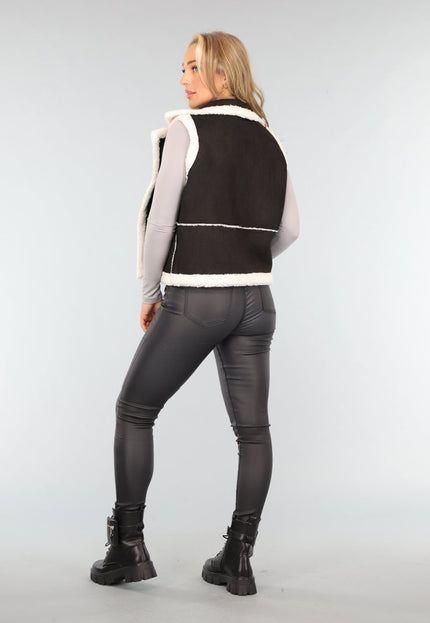 SALE30 Zwarte Suèdelook Teddy Bodywarmer