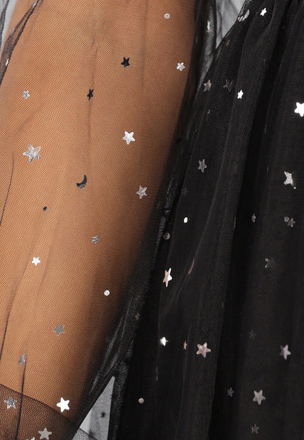 SALE30 Zwarte Tule Skater Jurk met Sterretjes