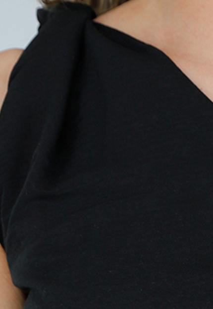 SALE30 Zwarte Tweedelige Set met Gepoft Detail