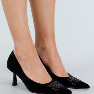 SALE30 Zwarte Velvet Hakken
