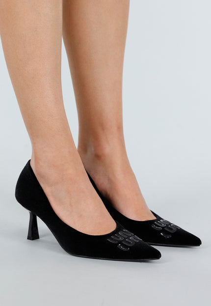 SALE30 Zwarte Velvet Hakken