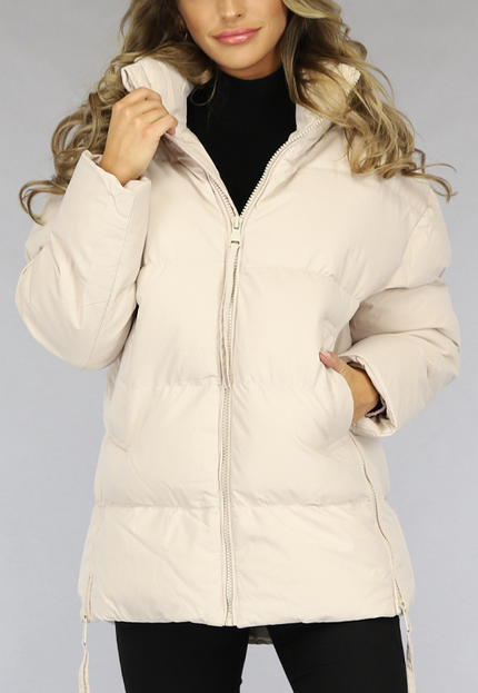 SALE50 Beige Gewatteerde Winterjas