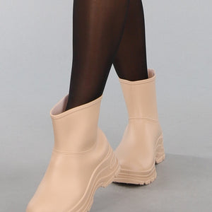 SALE50 Beige Korte Rubberlaarsjes met Grove Zool