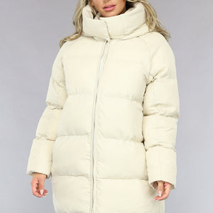 SALE50 Beige Puffer Jas met Afritsbare Capuchon