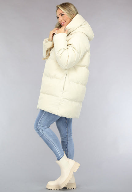 SALE50 Beige Puffer Jas met Afritsbare Capuchon