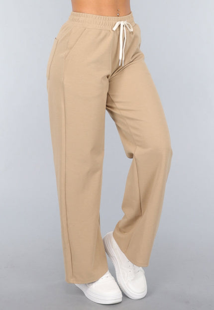 SALE50 Beige Wide Leg Joggingbroek