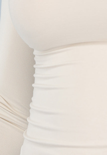 SALE50 Beige Zachte Turtleneck Top met Lange Mouwen
