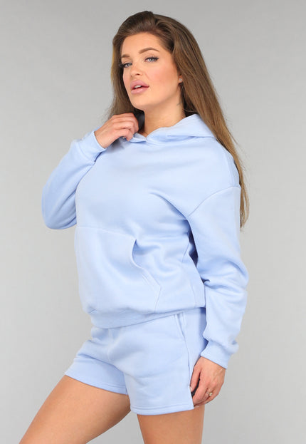SALE50 Blauwe Fleece Lounge Set met Short