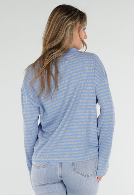 SALE50 Blauwe Gestreepte Polo Top