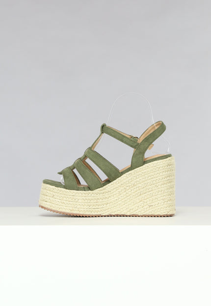 SALE50 Bohemian Espadrilles met Sleehak in Khaki