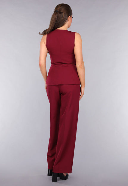SALE50 Burgundy Gilet Co Ord Set met Pantalon