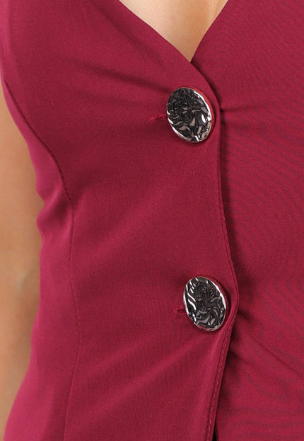 SALE50 Burgundy Gilet Co Ord Set met Pantalon