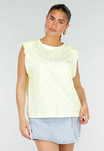 SALE50 Butter Yellow Polkadot Top