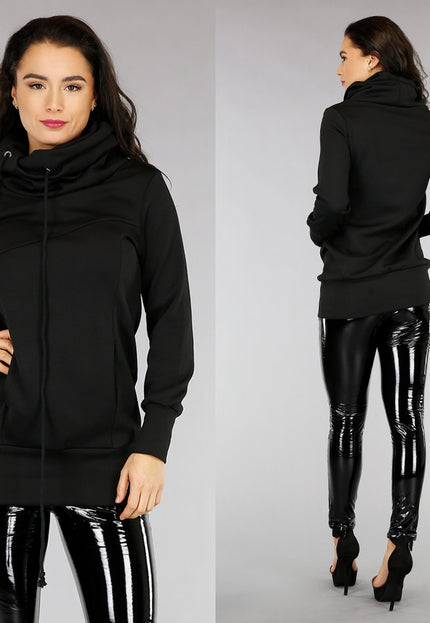 SALE50 Comfy Zwarte Hoodie Dress met Col