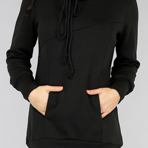SALE50 Comfy Zwarte Hoodie Dress met Col