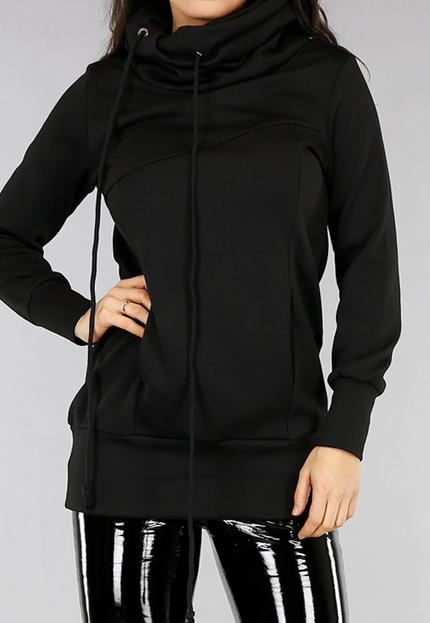 SALE50 Comfy Zwarte Hoodie Dress met Col