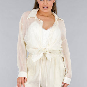 SALE50 Crème 2-Delig See-Through Set