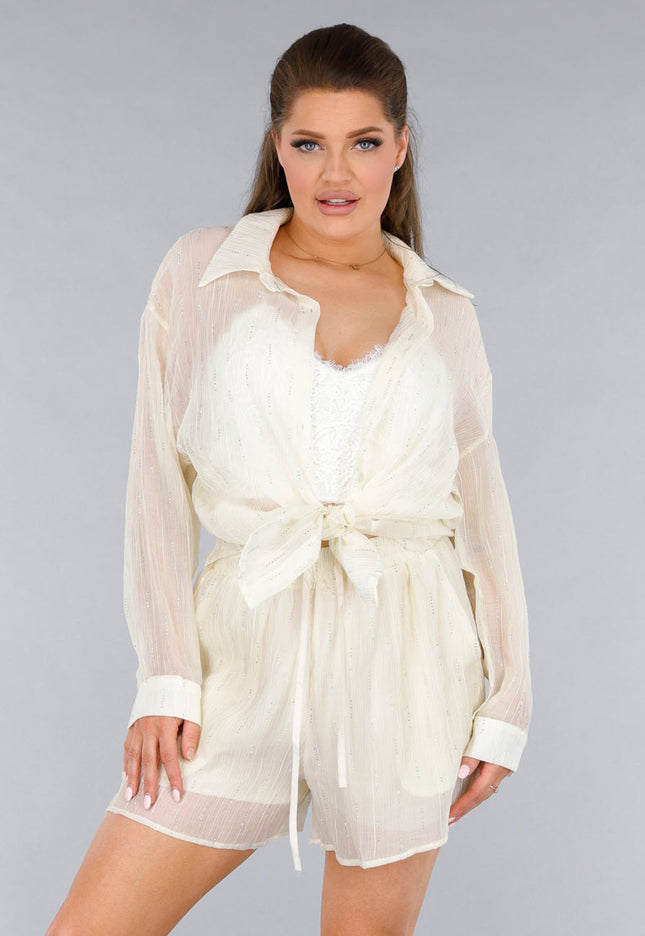 SALE50 Crème 2-Delig See-Through Set