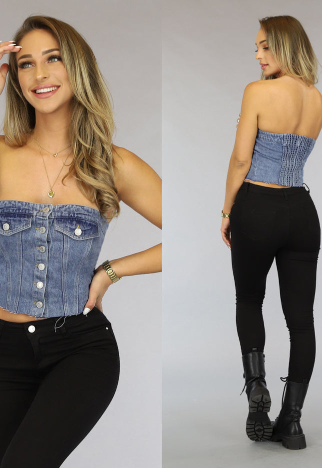SALE50 Denim Bandeau Top