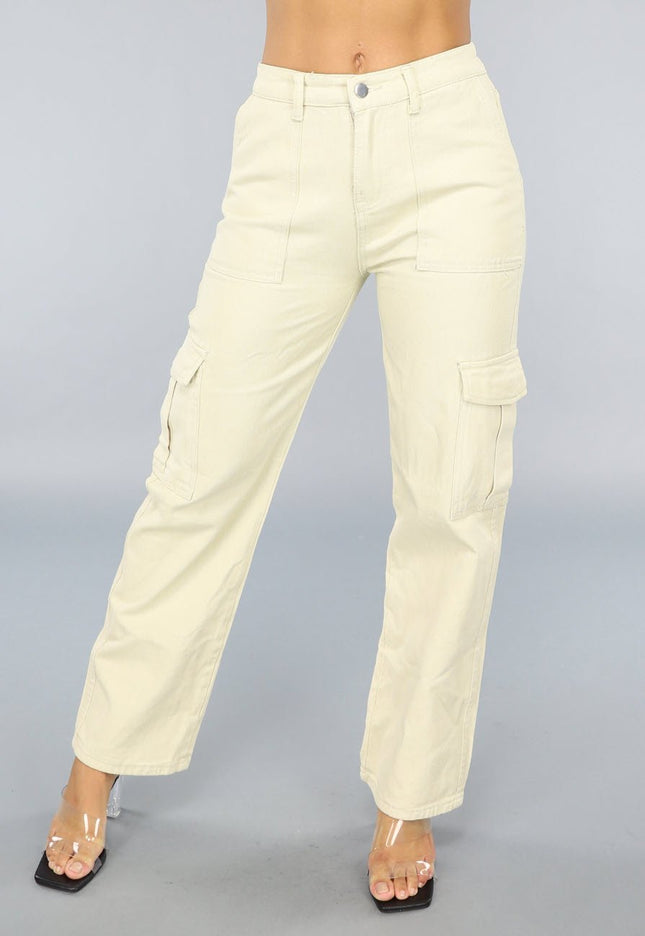 SALE50 Denim Carpenter Broek in Beige