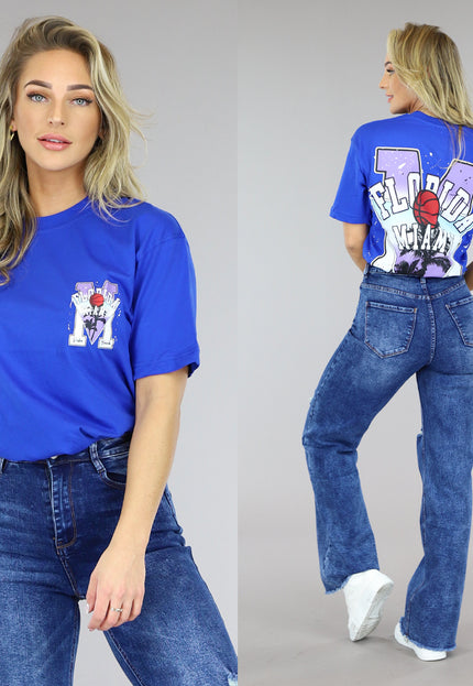 SALE50 Donkerblauw Oversized Basketbal T-Shirt